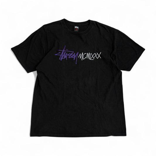 Vintage 00's Stussy MCMLXXX Black T-Shirt Size L