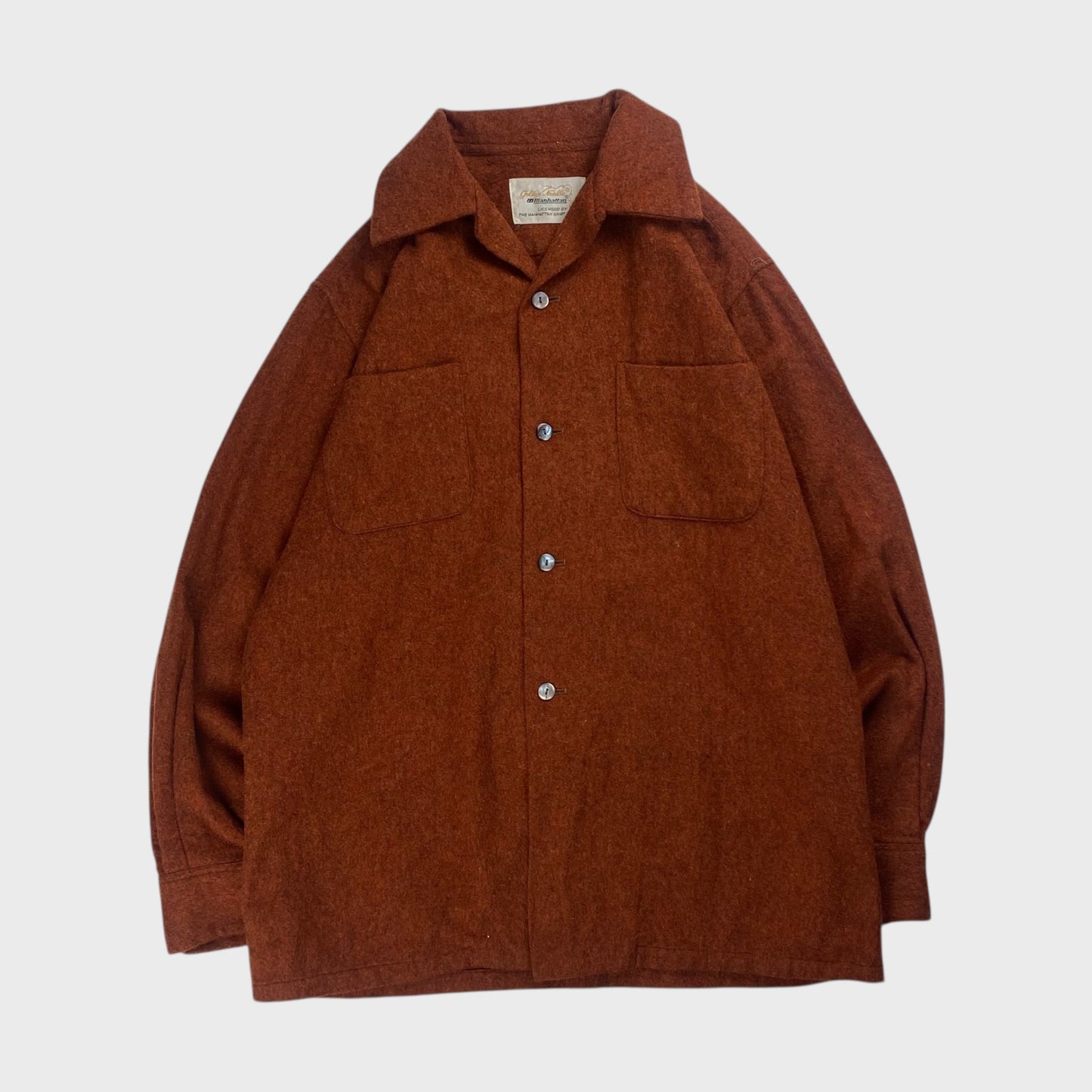 Golden Needle Manhattan 60s Open Collar Wool Shirt Size M