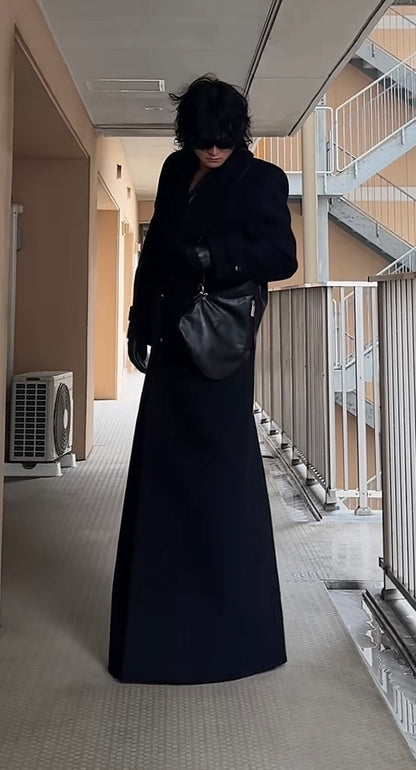 Vintage Saint Laurent AW23 Wool Maxi Coat Black Size S