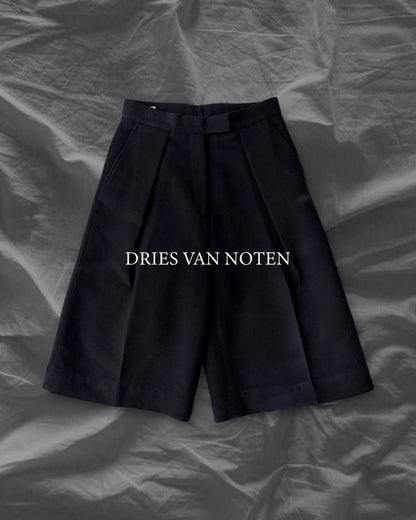DRIES VAN NOTEN 2010s Wool Cotton Shorts Black Size 36