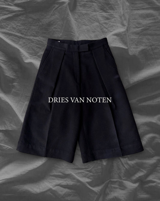 DRIES VAN NOTEN 2010s Wool Cotton Shorts Black Size 36