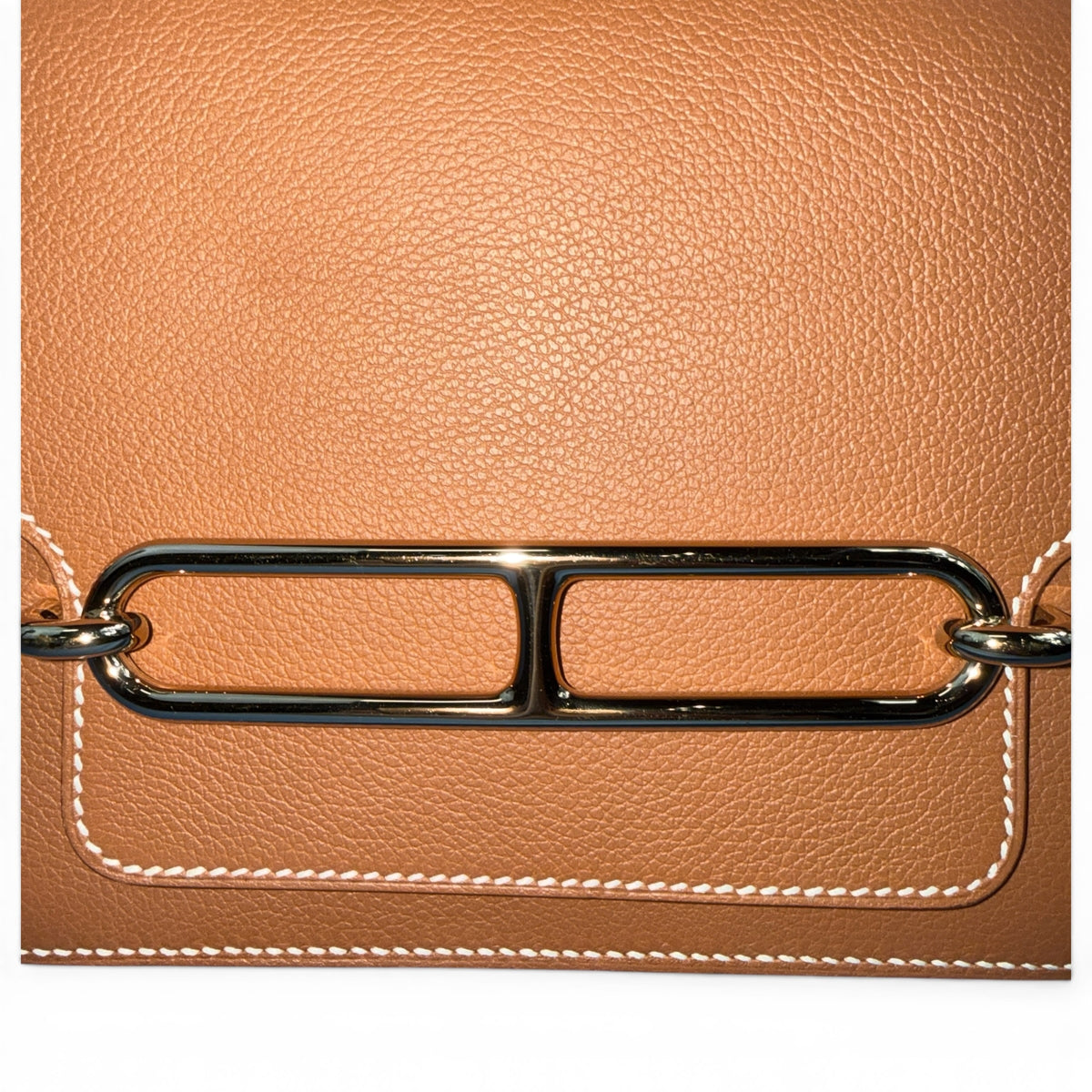 HERMÈS "Roulis Mini" Gold Evercolor Bag Gold