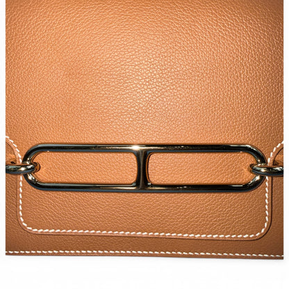 HERMÈS "Roulis Mini" Gold Evercolor Bag Gold
