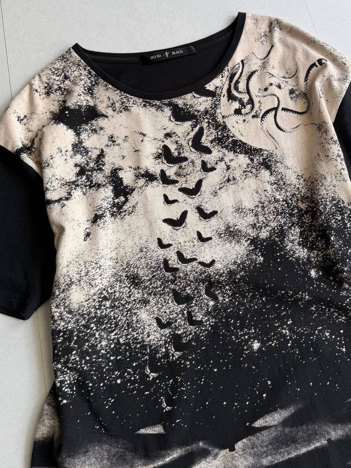 NO ID. BLACK Graveyard Raven Cotton T-Shirt Size ONE