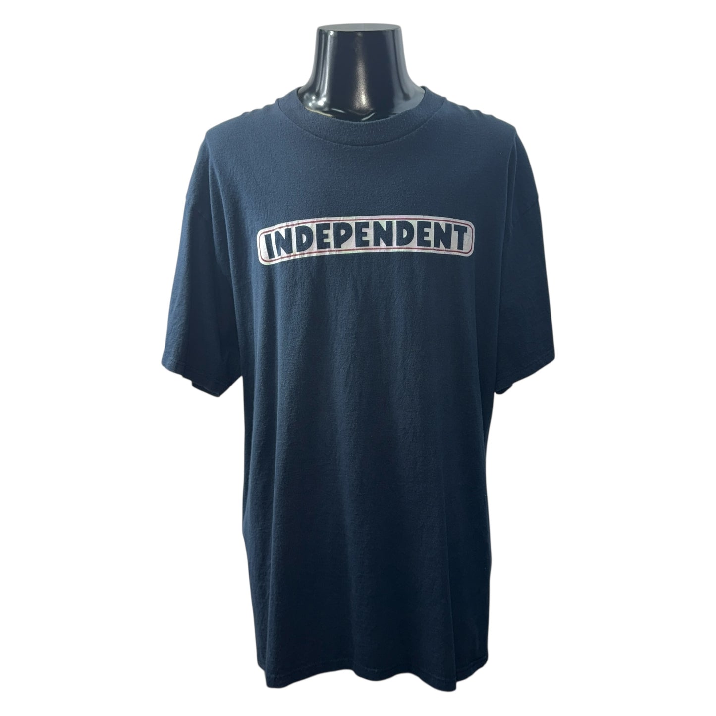 INDEPENDENT 00s Bar Logo Vintage T-Shirt Navy Size XL