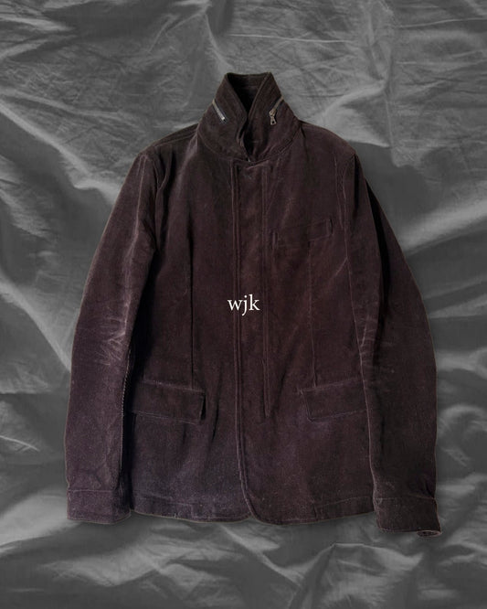 wjk Dark Brown Fine Corduroy Zip High Neck Jacket