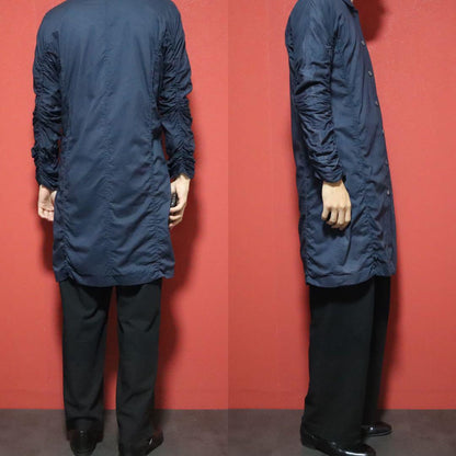 Issey Miyake Blue Asymmetric Cotton Shirt Coat Size 2