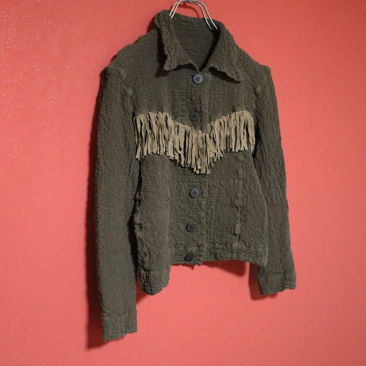 ISSEY MIYAKE 00s me Brown Fringe Popcorn Jacket Size FREE