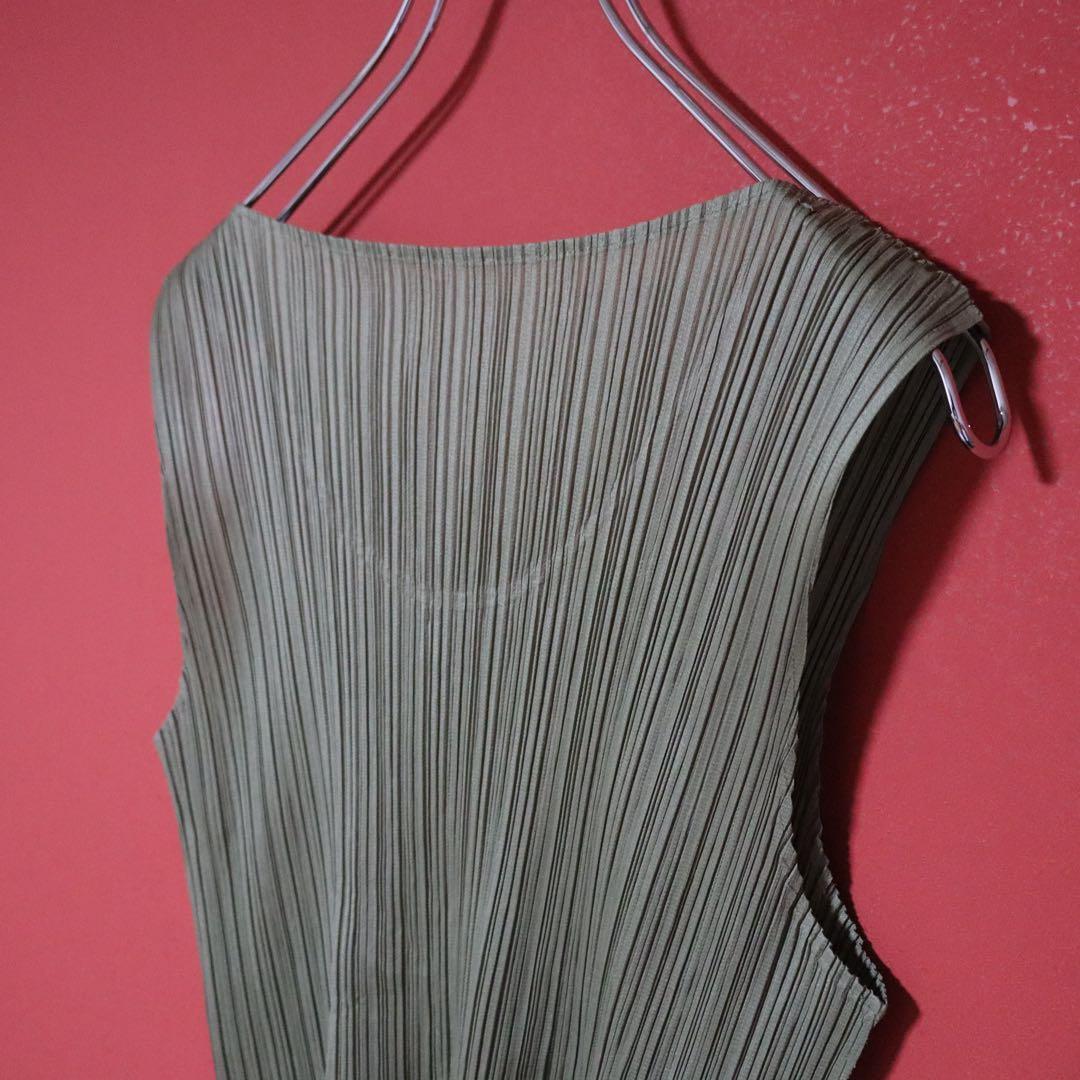 PLEATS PLEASE 97SS Pleated Sleeveless Top Green Size 3