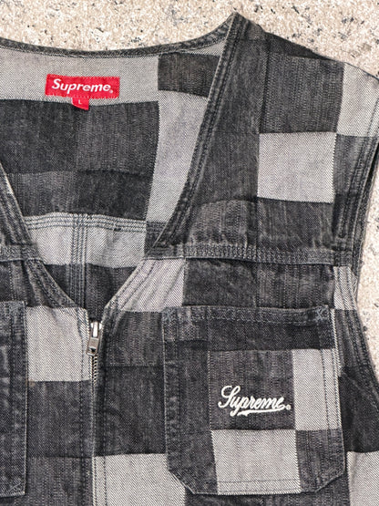 Supreme Patched Denim Vest Black Size L