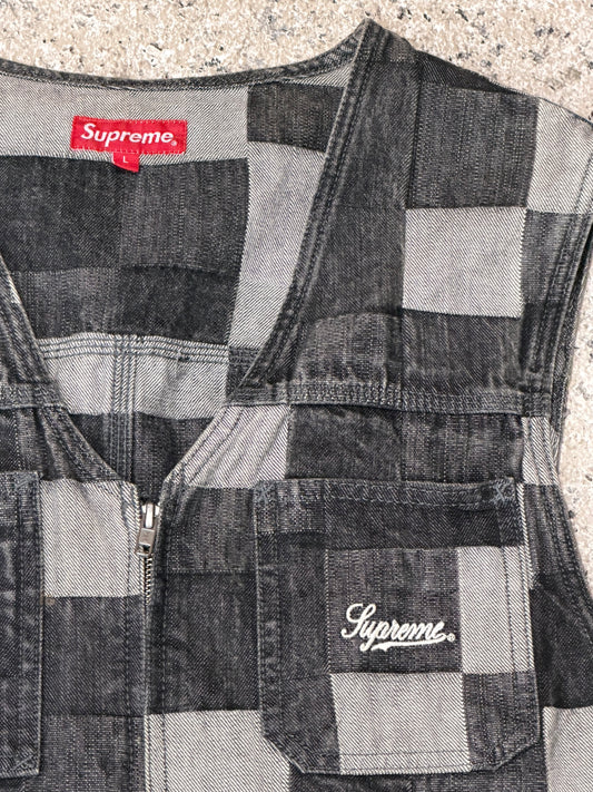 Supreme Patched Denim Vest Black Size L