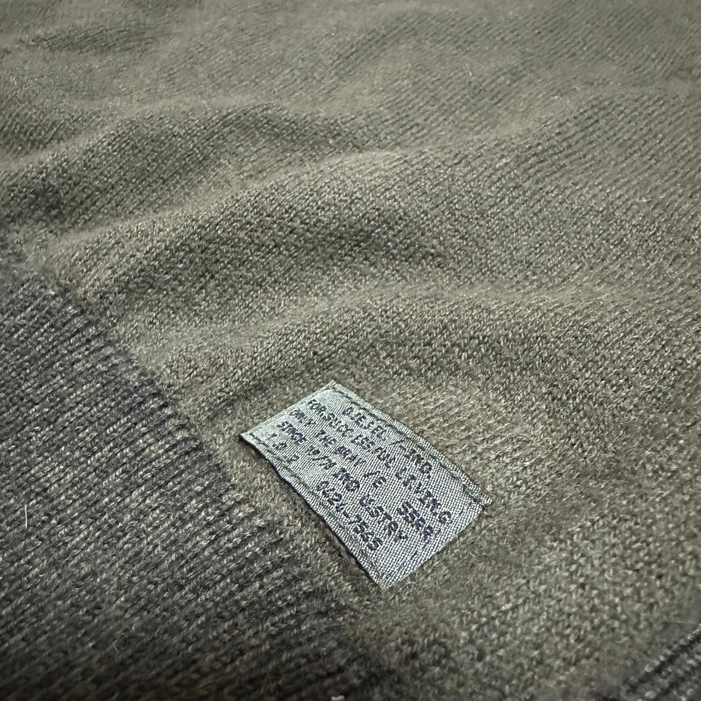 DIESEL Olive Green Cotton Panel Knit Sweater