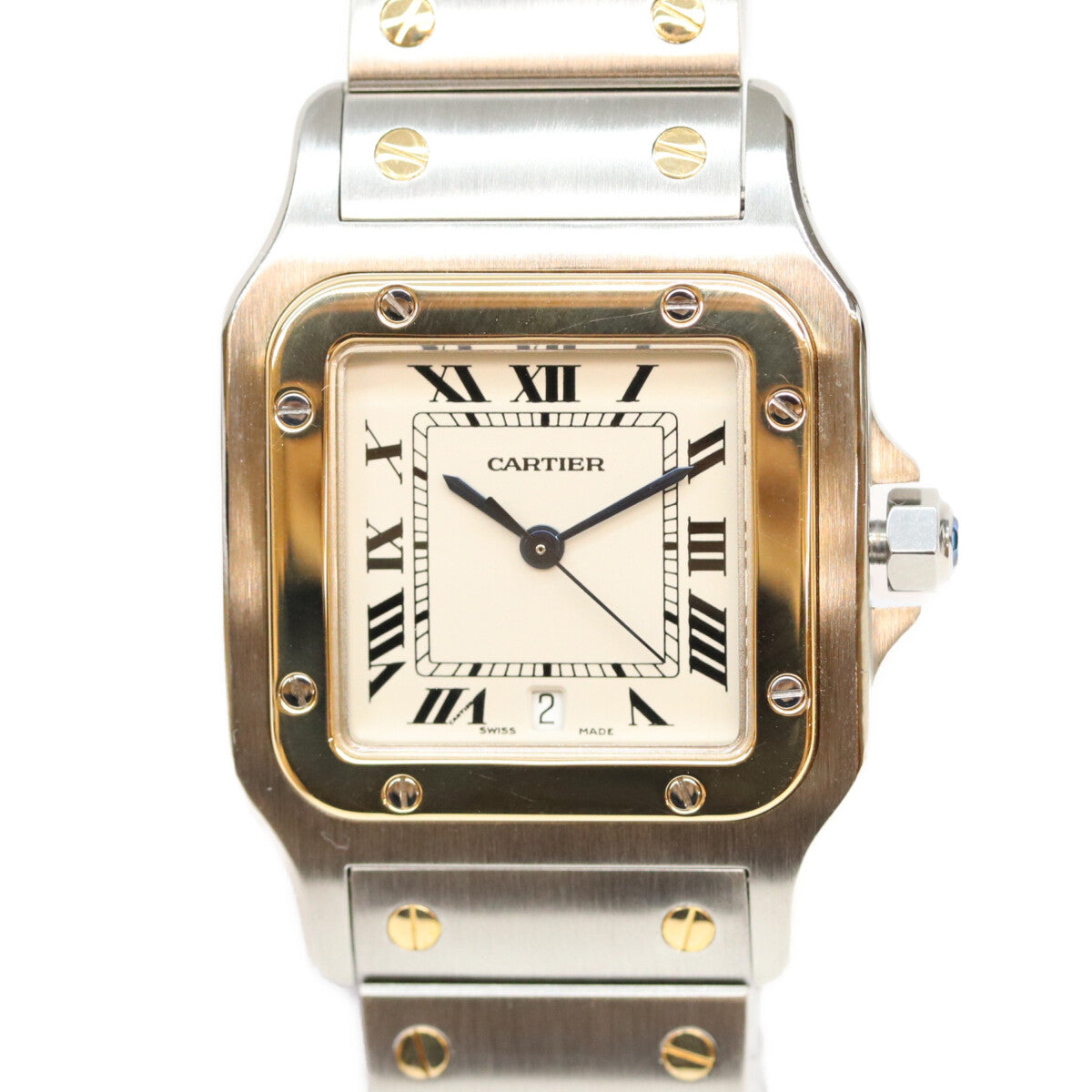 Cartier 80s-90s Santos Galbee LM Quartz Watch Ivory Dial