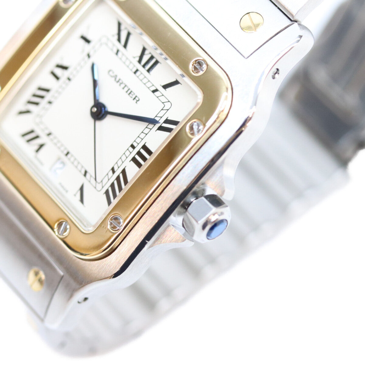Cartier 80s-90s Santos Galbee LM Quartz Watch Ivory Dial