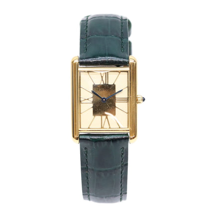 Cartier 80s Must Tank LM Vermeil Cloisonne Dial Watch Gold