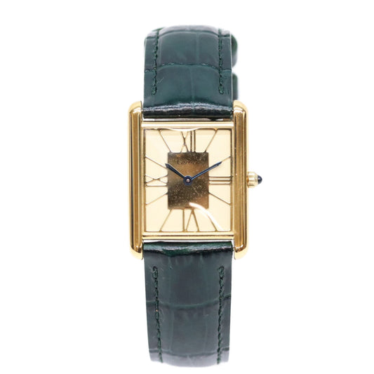 Cartier 80s Must Tank LM Vermeil Cloisonne Dial Watch Gold