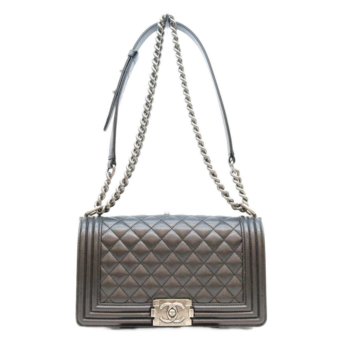 CHANEL Caviar Boy Chanel 25 Medium Chain Shoulder Bag