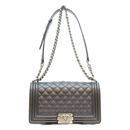 CHANEL Caviar Boy Chanel 25 Medium Chain Shoulder Bag