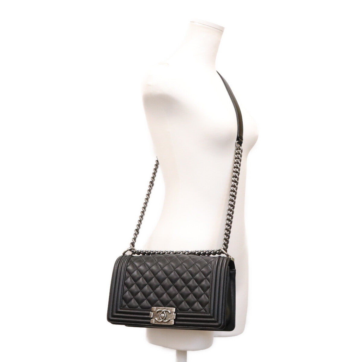 CHANEL Caviar Boy Chanel 25 Medium Chain Shoulder Bag