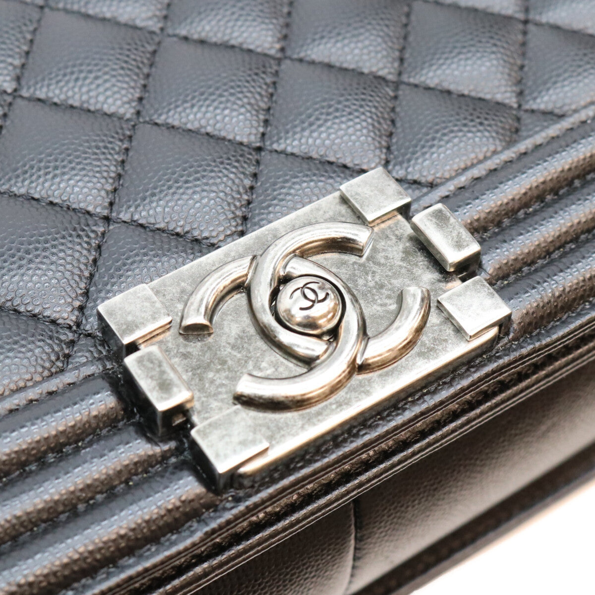 CHANEL Caviar Boy Chanel 25 Medium Chain Shoulder Bag