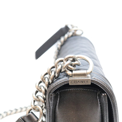 CHANEL Caviar Boy Chanel 25 Medium Chain Shoulder Bag