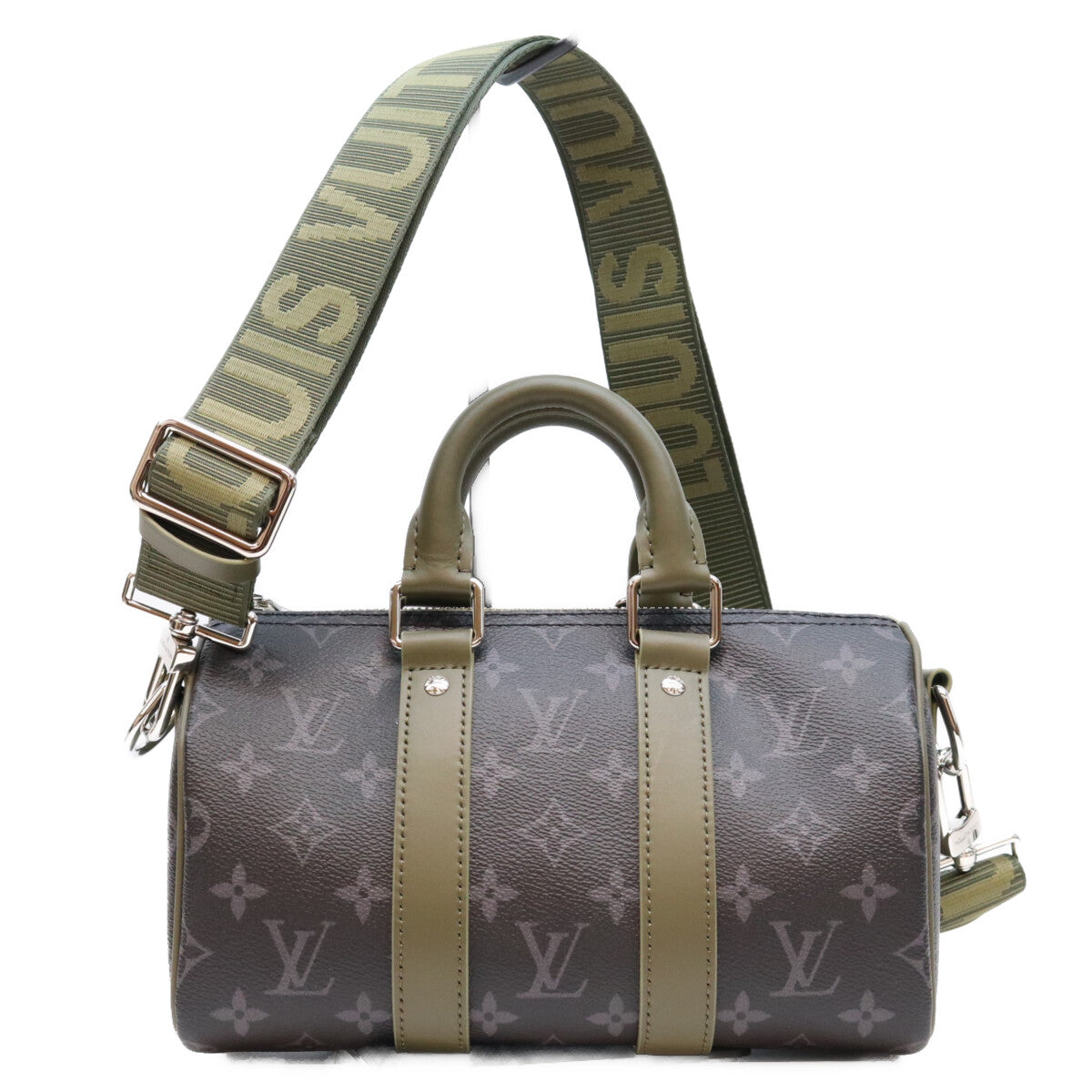 LOUIS VUITTON Monogram Eclipse Keepall Bandouliere Bag Khaki