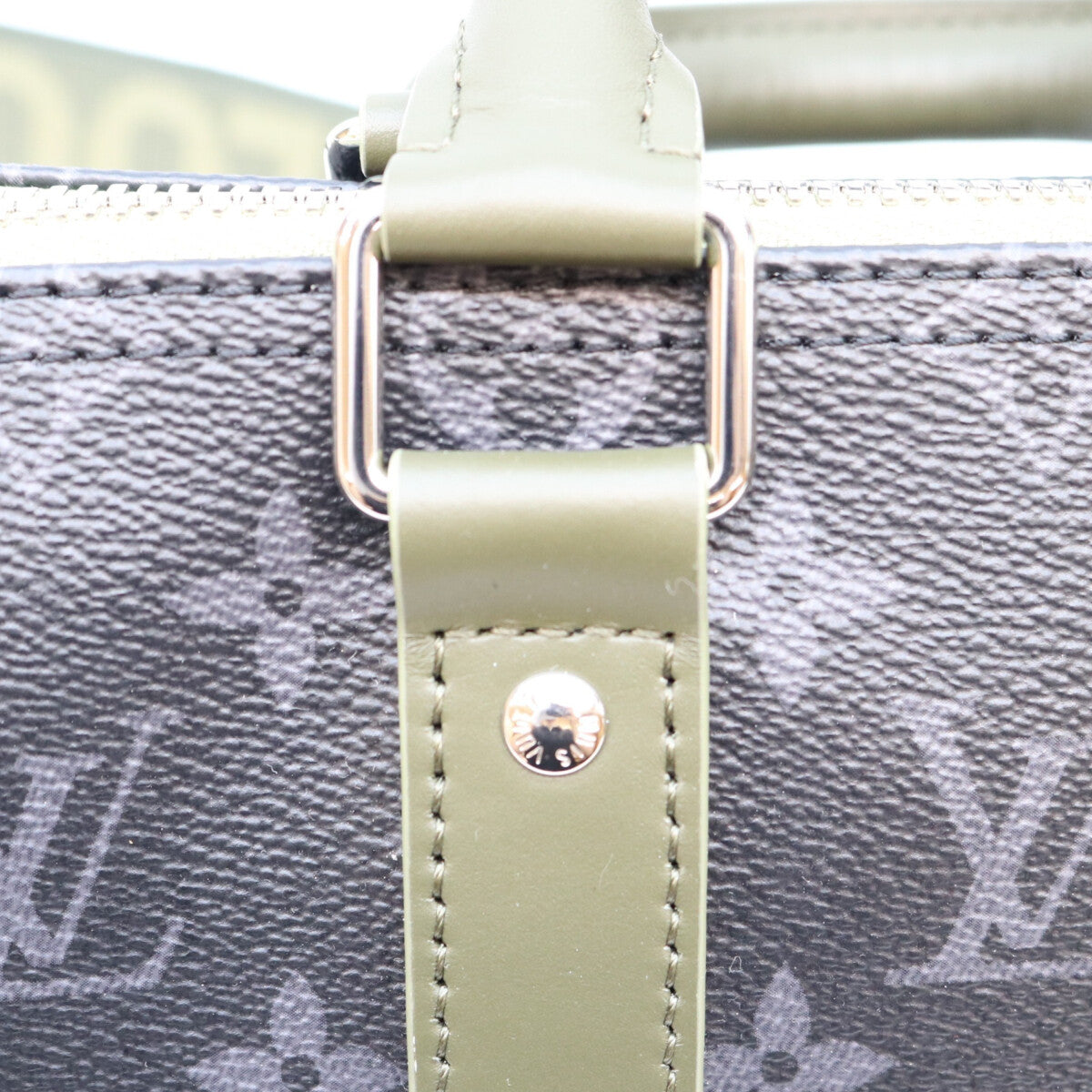 LOUIS VUITTON Monogram Eclipse Keepall Bandouliere Bag Khaki