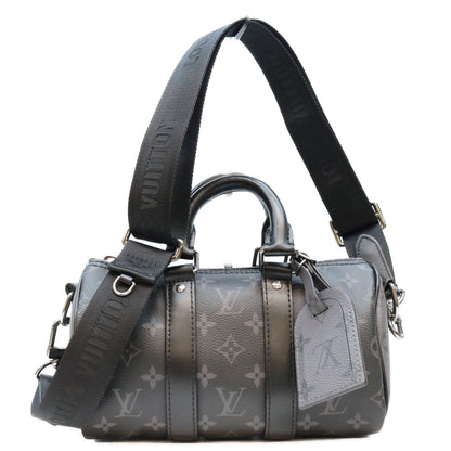 LOUIS VUITTON Monogram Eclipse Keepall 25 Duffle Bag Black