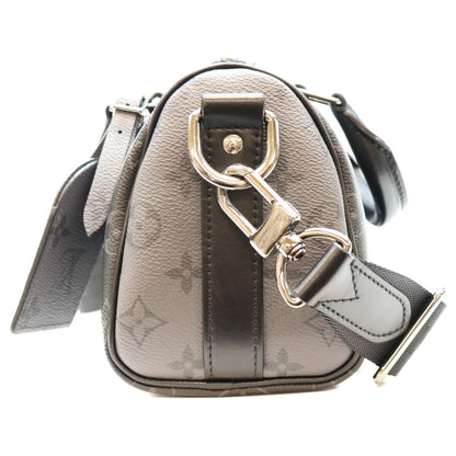 LOUIS VUITTON Monogram Eclipse Keepall 25 Duffle Bag Black