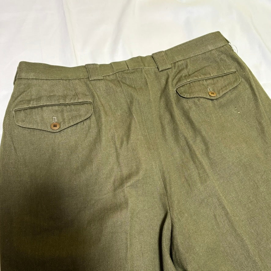 KENZO 90s Khaki Cotton Wool Two-Pleat Slacks Size 4
