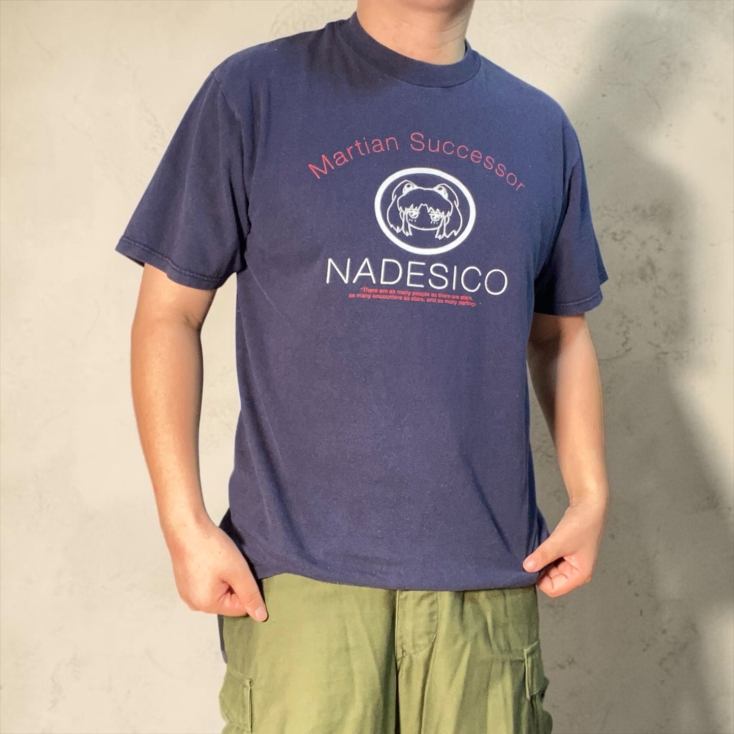 JERZEES 90's Martian Successor Nadesico T-Shirt Navy Size L