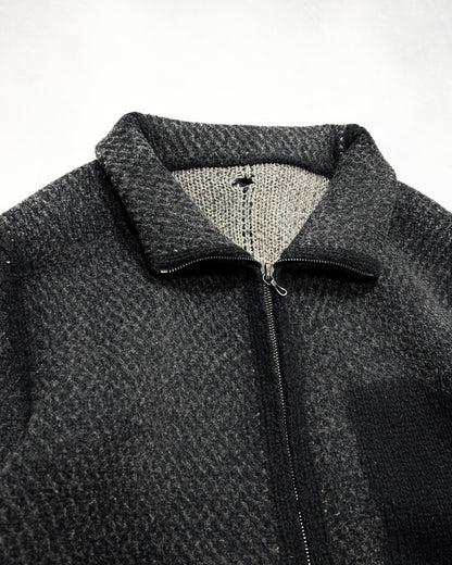 Label Under Construction Zip-Up Intarsia Knit Coat Size M