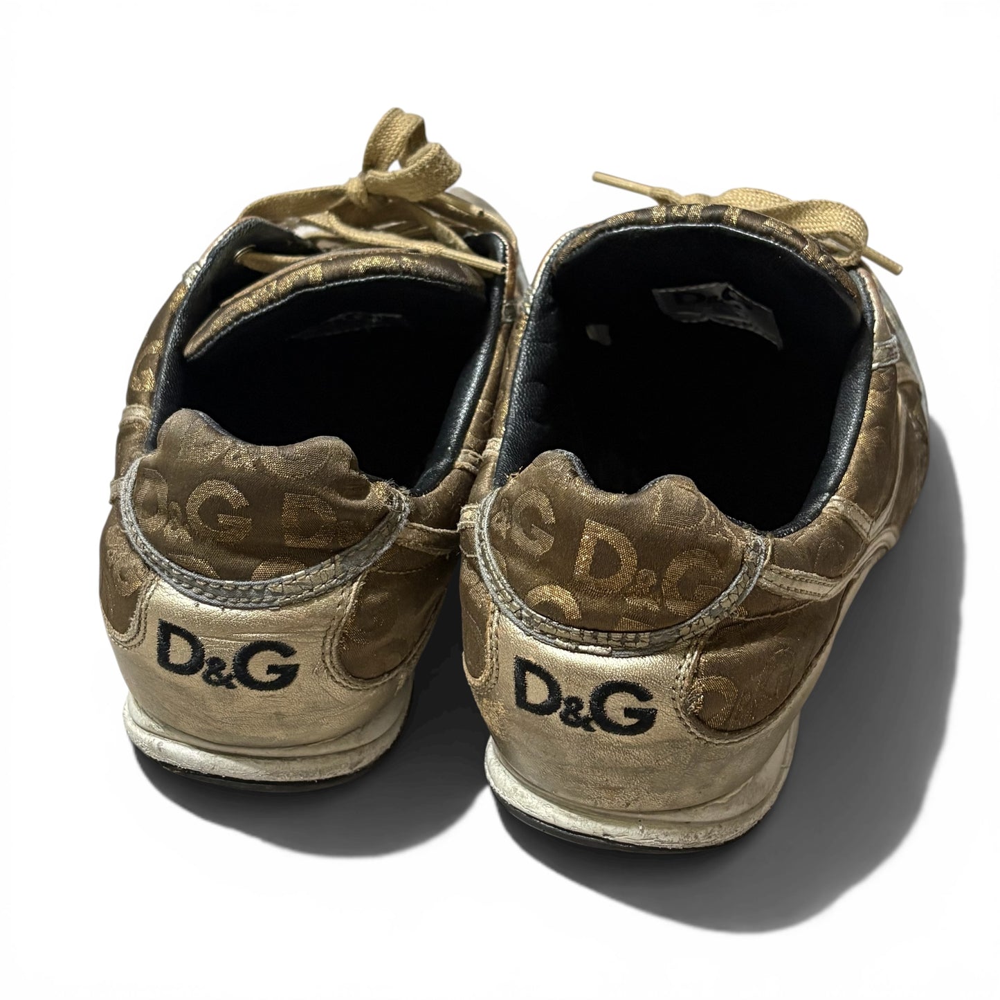 Vintage 00s Dolce&Gabbana SWAN Gold Sneakers
