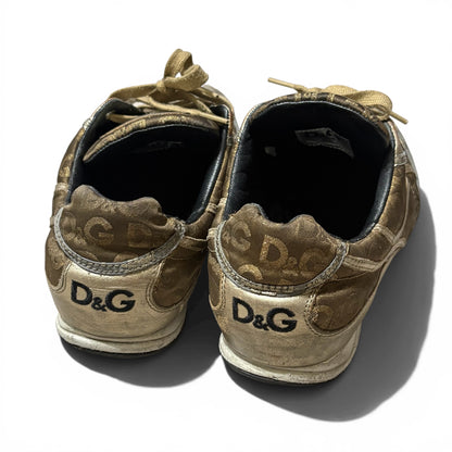 Vintage 00s Dolce&Gabbana SWAN Gold Sneakers