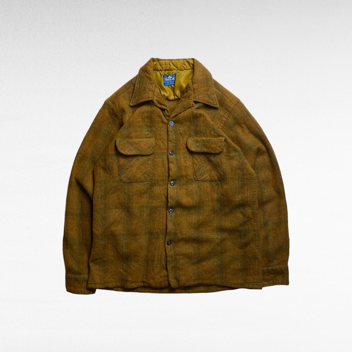 MONTBLANC 50s Open Collar Boxy Fit Wool Check Shirt Size M