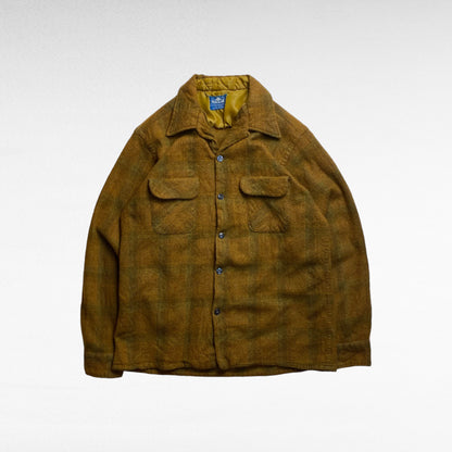 MONTBLANC 50s Open Collar Boxy Fit Wool Check Shirt Size M