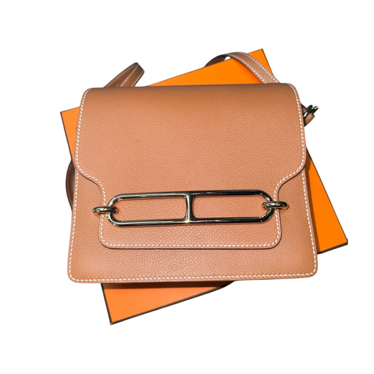 HERMÈS "Roulis Mini" Gold Evercolor Bag Gold Size ONE SIZE