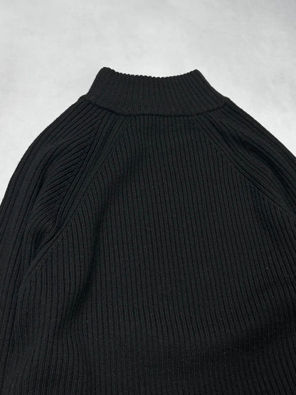 Emporio Armani Side Half Zip High Neck Black Knit Size 52