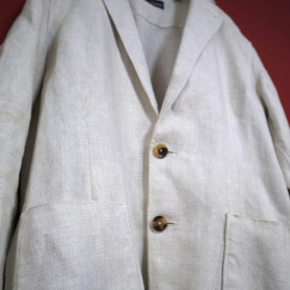 Lardini Off-White Linen Oversized Tailored Jacket Size S