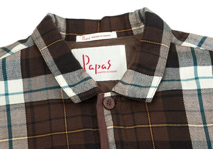 Papas Check Quilted Padded Shirt Coat Orange Size M