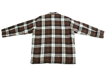 Papas Check Quilted Padded Shirt Coat Orange Size M