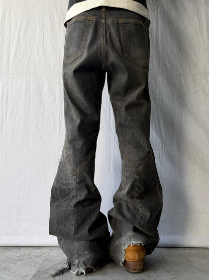 TORNADO MART Panel Seam Black Flare Jeans Size L