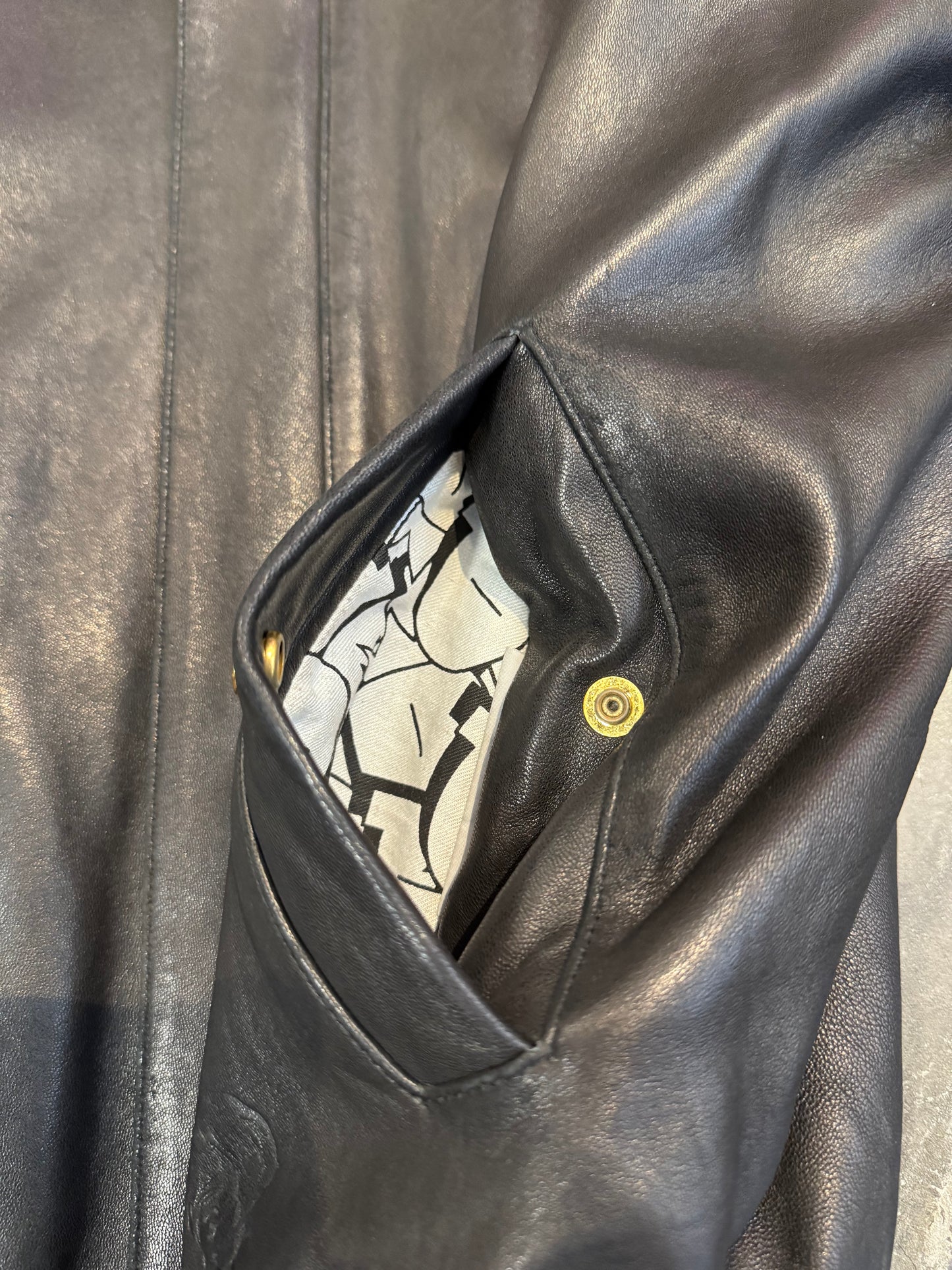PHENOMENON Black Sheep Leather Long Sleeve Shirt Size M