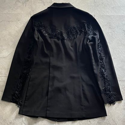 Vintage Black Fringe Jacket Size M