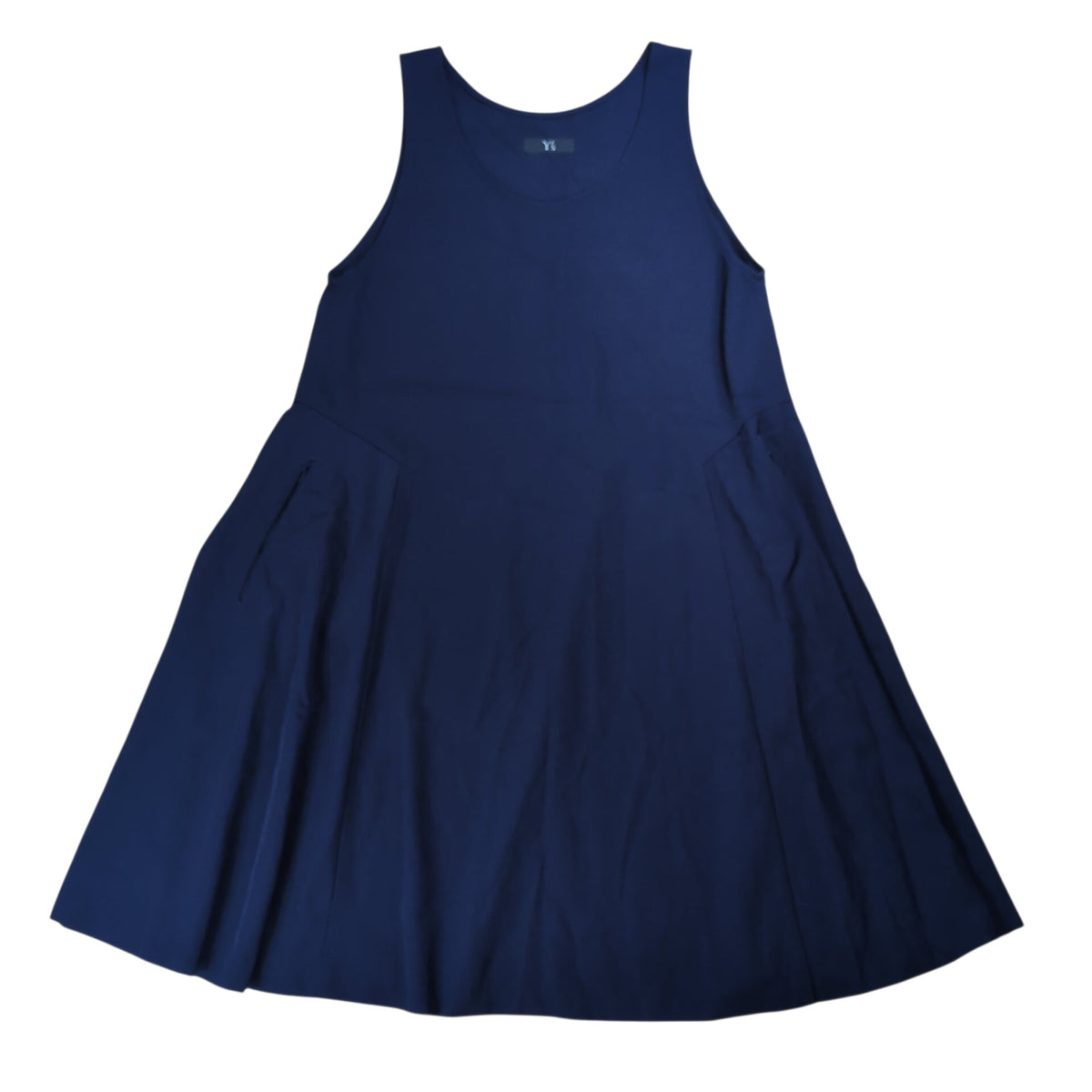 Y's Navy Wool Gabardine No Sleeve One Piece