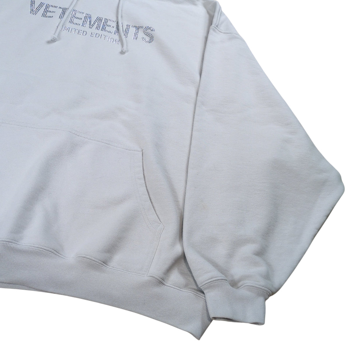VETEMENTS 23AW Crystals Logo Oversized Hoodie Gray Size S
