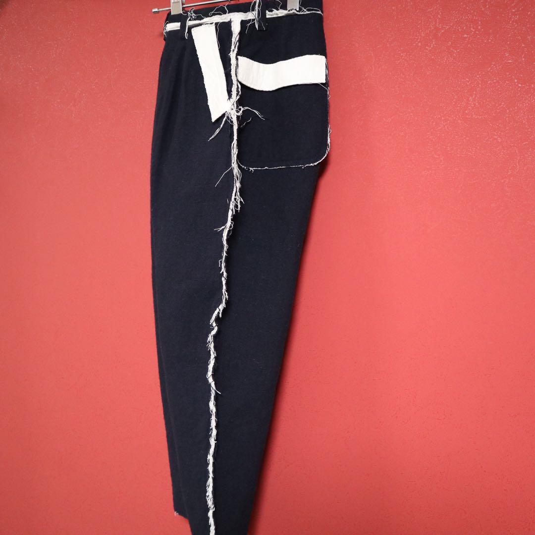 mina perhonen Navy Frayed Wide Slacks Size 36