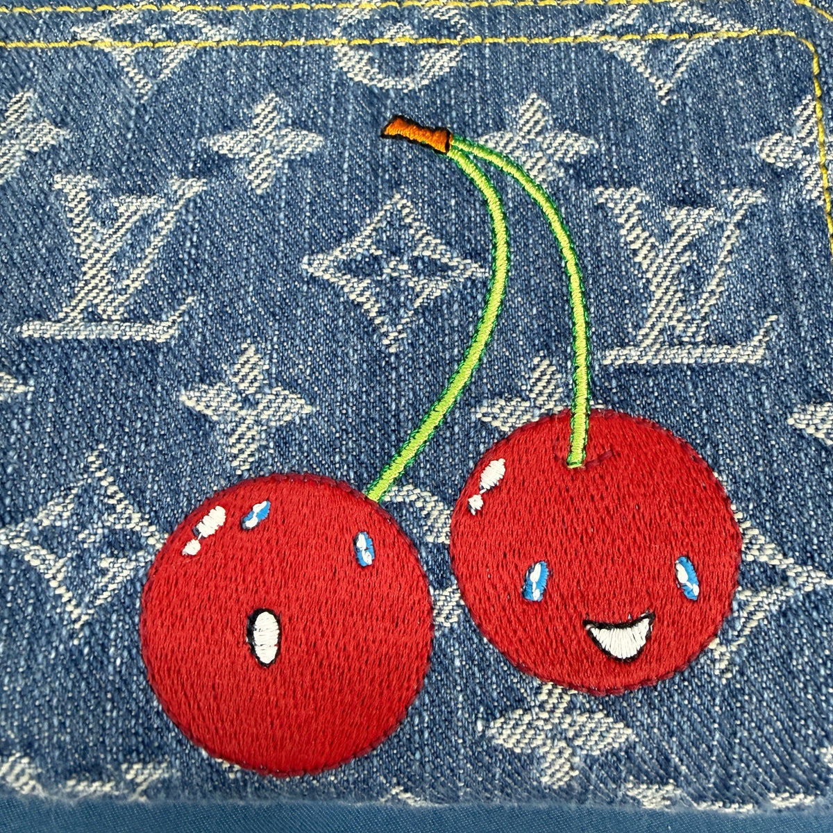 Louis Vuitton x Takashi Murakami Monogram Denim Cherry Zippy Wallet