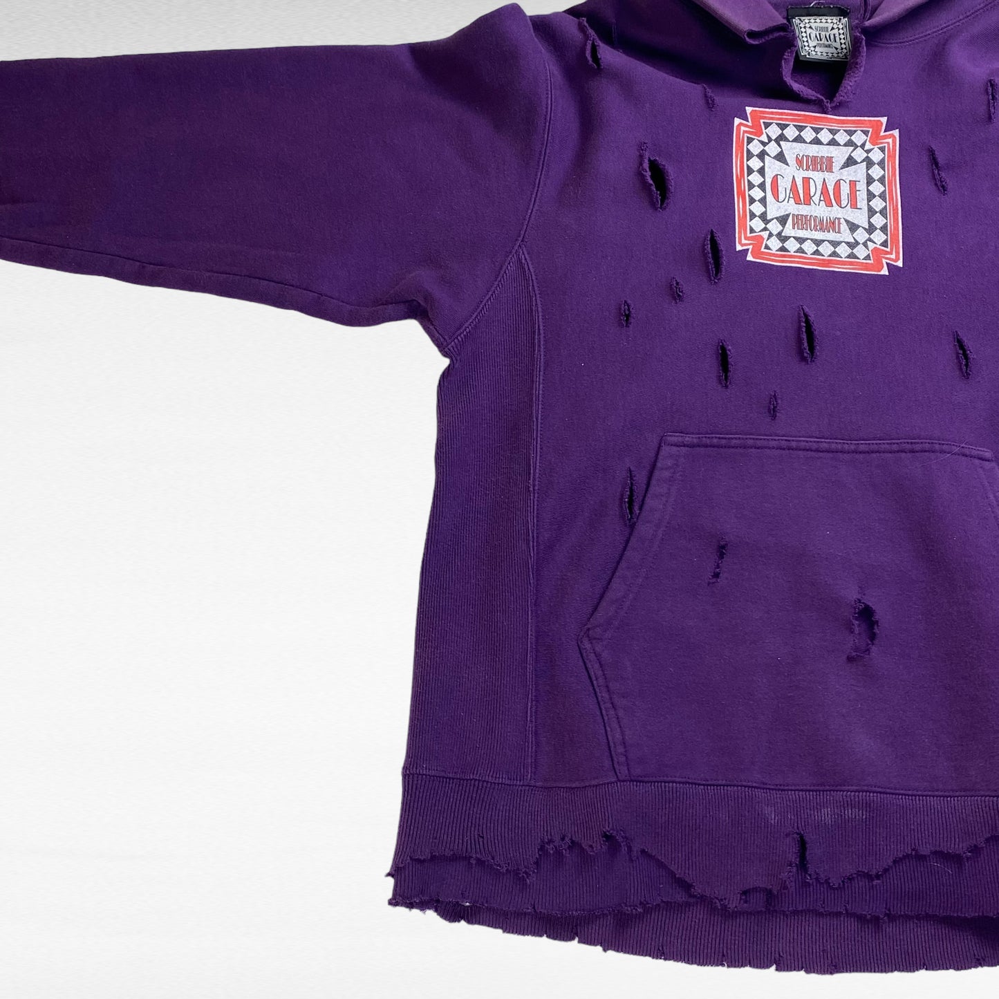 CARACE Remake Boro Reverse Weave Sweat Hoodie Purple Size M