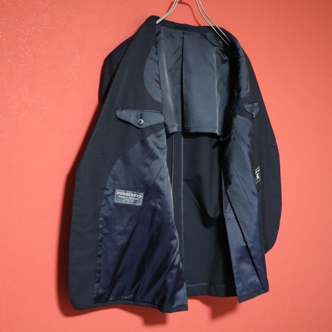 Burberrys 90s Wool Mohair Suit Jacket Blue